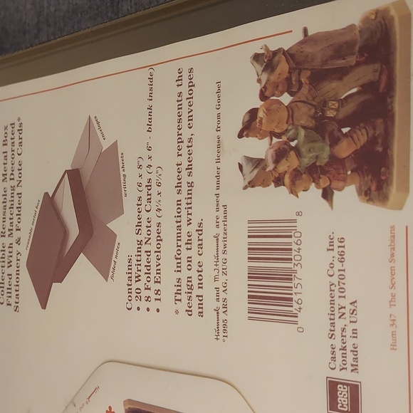 Sealed 1993 MJ Hummel Collectible Metal Tin Stationary Set "The Seven Swabians" - Picture 6 of 7